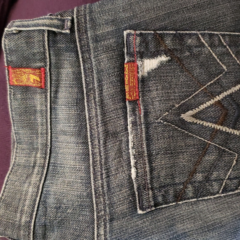 EUC 7 For All Mankind "A" Pocket Womens BUTTON FLY Jeans 30x32 Boot Cut Flare